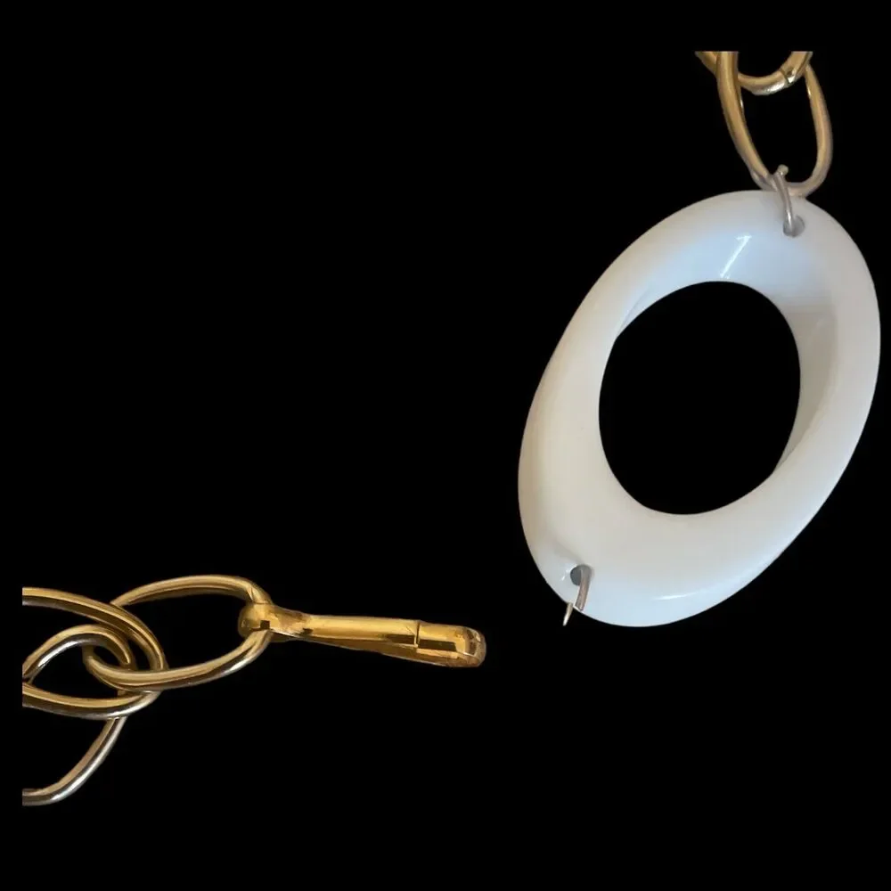 Women's Boho Hippie Funky Gold Tone Chain Link Vintage Belt White Fish Charm - Picture 3 of 5